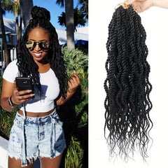 45-72 cm Wavy Senegalese Twist Crochet Hair Braids with Wavy Ends