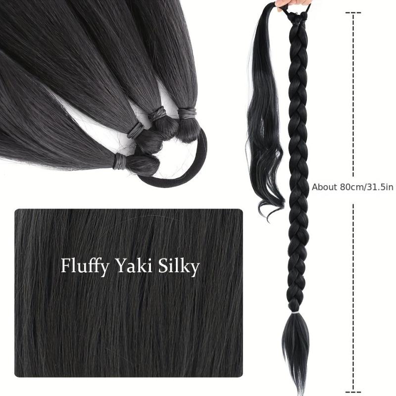 Long Braided Ponytail Extensions Hair Tie for Women