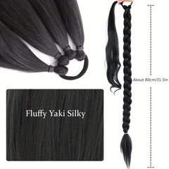 Long Braided Ponytail Extensions Hair Tie for Women