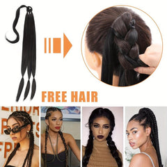 Long Braided Ponytail Extensions Hair Tie for Women