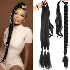 Long Braided Ponytail Extensions Hair Tie for Women