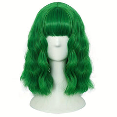 Multicolor Green Wavy Women's Wig for Halloween Christmas