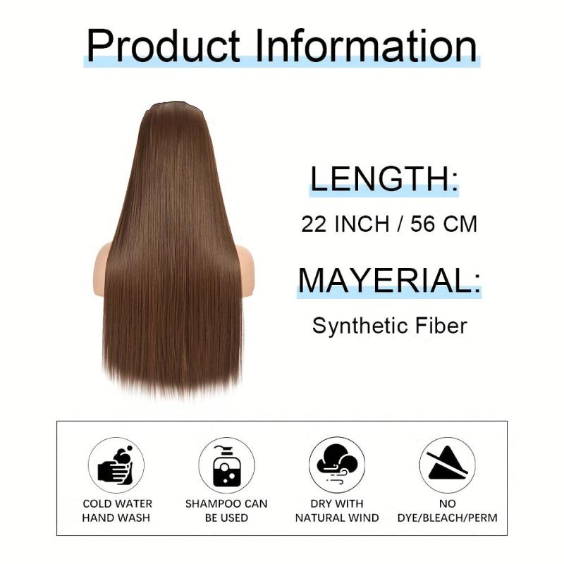 Long Straight 5 Clips In Hair Extensions Synthetic Fiber Natural Hair Extension