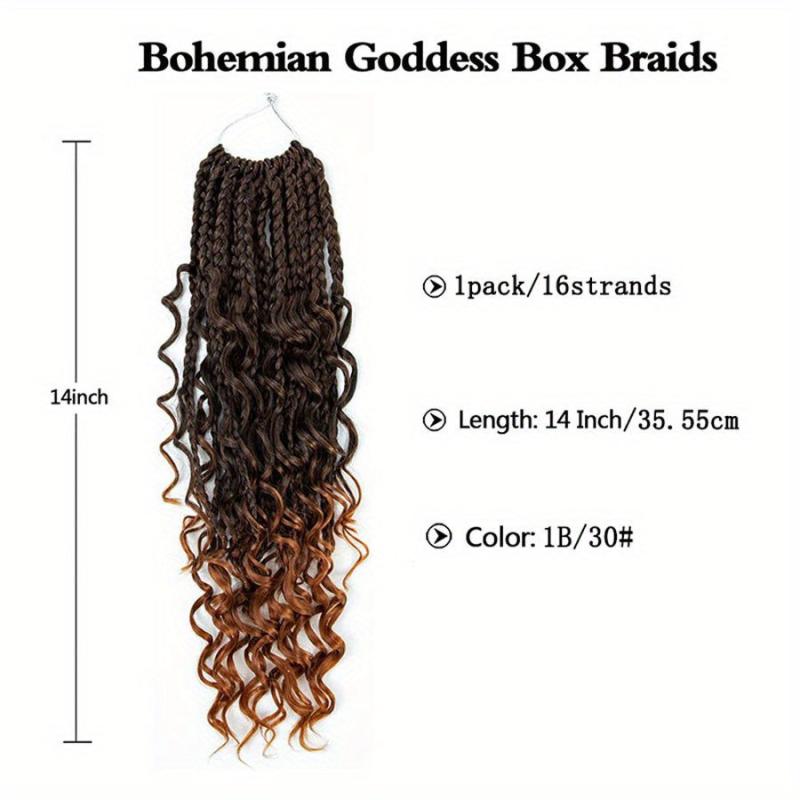 14in 8pk Boho Box Braids Curly Ends Pre-loop Crochet Hair Extensions