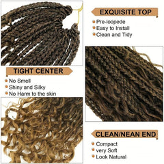 14in 8pk Boho Box Braids Curly Ends Pre-loop Crochet Hair Extensions