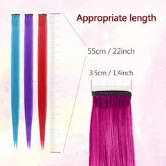 10pcs Colored Hair Extensions Clips Girls Party Highlight Synthetic Extensions