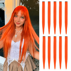 10pcs Colored Hair Extensions Clips Girls Party Highlight Synthetic Extensions