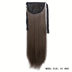Long Straight Hair Wig Ponytail Extension Heat Resistant Fiber