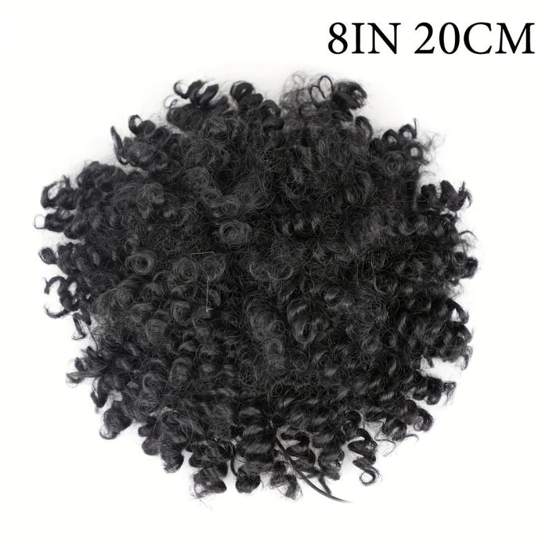 Afro Curly Ponytail Extension Short Afro Kinky Ponytail Clip In Hair Bun