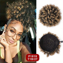 Afro Curly Ponytail Extension Short Afro Kinky Ponytail Clip In Hair Bun