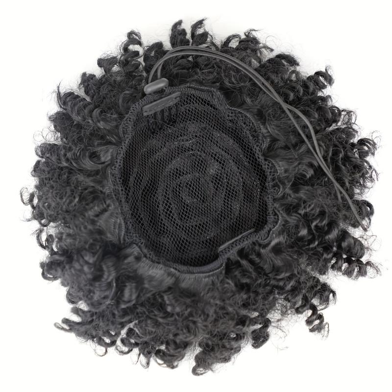 Afro Curly Ponytail Extension Short Afro Kinky Ponytail Clip In Hair Bun
