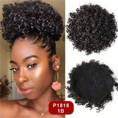 Afro Curly Ponytail Extension Short Afro Kinky Ponytail Clip In Hair Bun