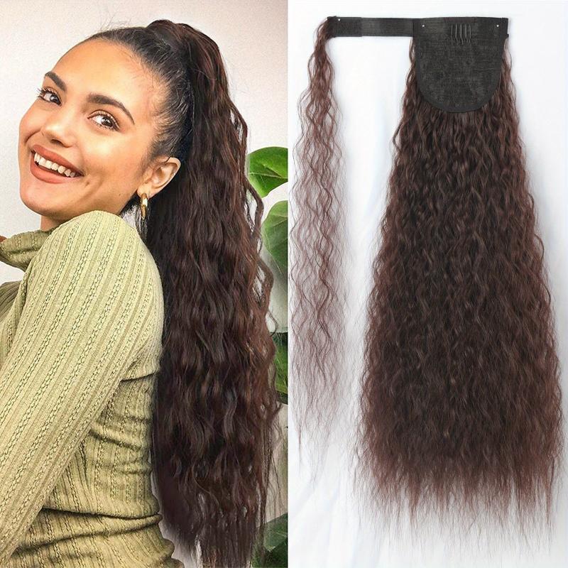 8 Cm Corn Wave Ponytail Extensions Clip In Wrap Around Ponytail Synthetic Hair
