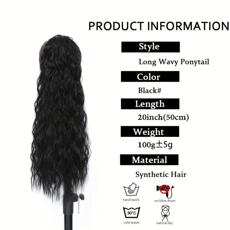 8 Cm Corn Wave Ponytail Extensions Clip In Wrap Around Ponytail Synthetic Hair