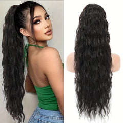 8 Cm Corn Wave Ponytail Extensions Clip In Wrap Around Ponytail Synthetic Hair
