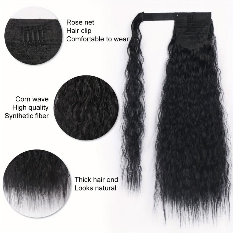 8 Cm Corn Wave Ponytail Extensions Clip In Wrap Around Ponytail Synthetic Hair