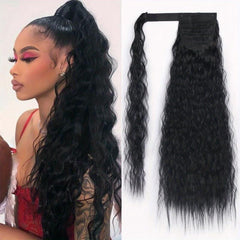 8 Cm Corn Wave Ponytail Extensions Clip In Wrap Around Ponytail Synthetic Hair
