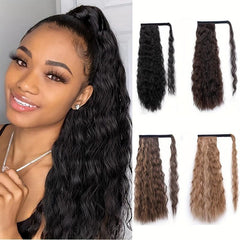 Long Corn Wavy Ponytail Extensions Synthetic Fiber Hairpieces
