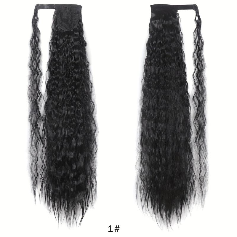 Long Corn Wavy Ponytail Extensions Synthetic Fiber Hairpieces