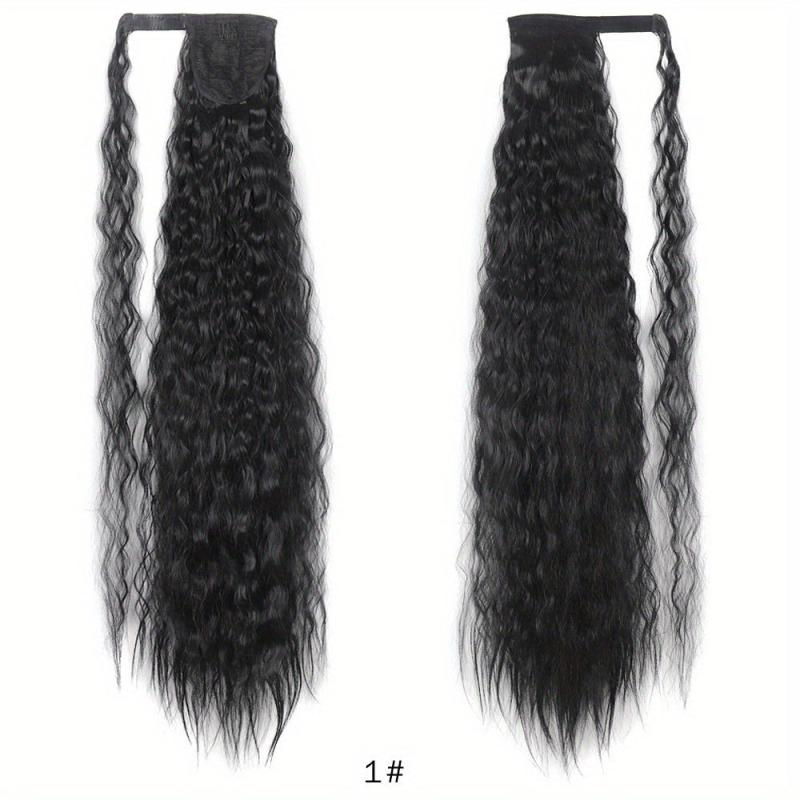 Long Corn Wavy Ponytail Extensions Synthetic Fiber Hairpieces
