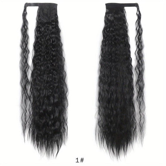 Long Corn Wavy Ponytail Extensions Synthetic Fiber Hairpieces