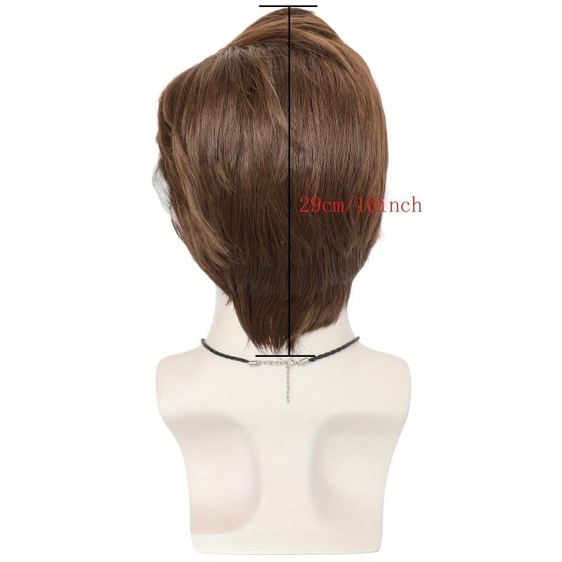 Short Brown Cosplay Wig For Men - Anime Party Costume Synthetic Hair