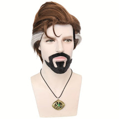 Short Brown Cosplay Wig For Men - Anime Party Costume Synthetic Hair