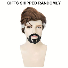 Short Brown Cosplay Wig For Men - Anime Party Costume Synthetic Hair