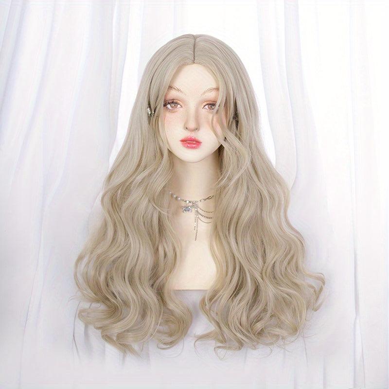 Long Wavy Hair Wigs With Bangs for Cosplay Party, Synthetic Hair Replacement