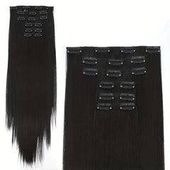6pcs Straight Hair Extensions Clip In Seamless Hair Pieces