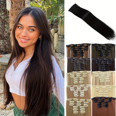 6pcs Straight Hair Extensions Clip In Seamless Hair Pieces