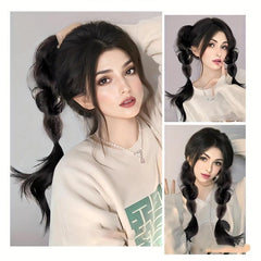 Braided Bubble Ponytail Hair Extensions Elastic Hair Rope