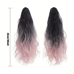 18 inch Wig Ponytail Female Highlights Gradient Haze Fluffy Long Curl