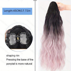 18 inch Wig Ponytail Female Highlights Gradient Haze Fluffy Long Curl