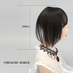 Natural Straight Synthetic Hair Piece With Bangs Hair Topper