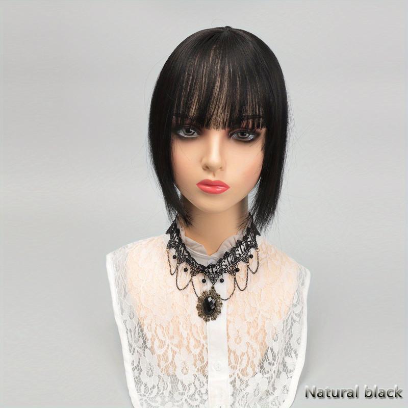 Natural Straight Synthetic Hair Piece With Bangs Hair Topper
