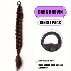 Long Braided Ponytail Elastic Hair Rope Synthetic Hair Extensions