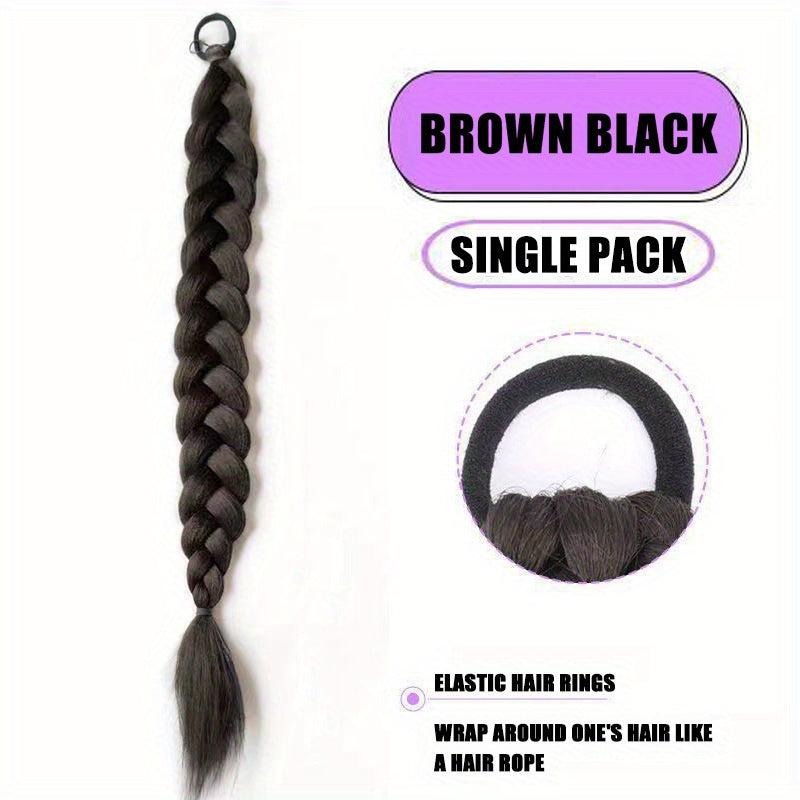 Long Braided Ponytail Elastic Hair Rope Synthetic Hair Extensions