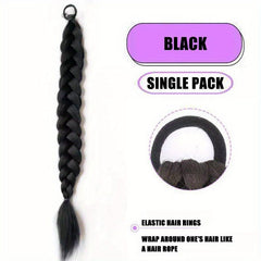 Long Braided Ponytail Elastic Hair Rope Synthetic Hair Extensions