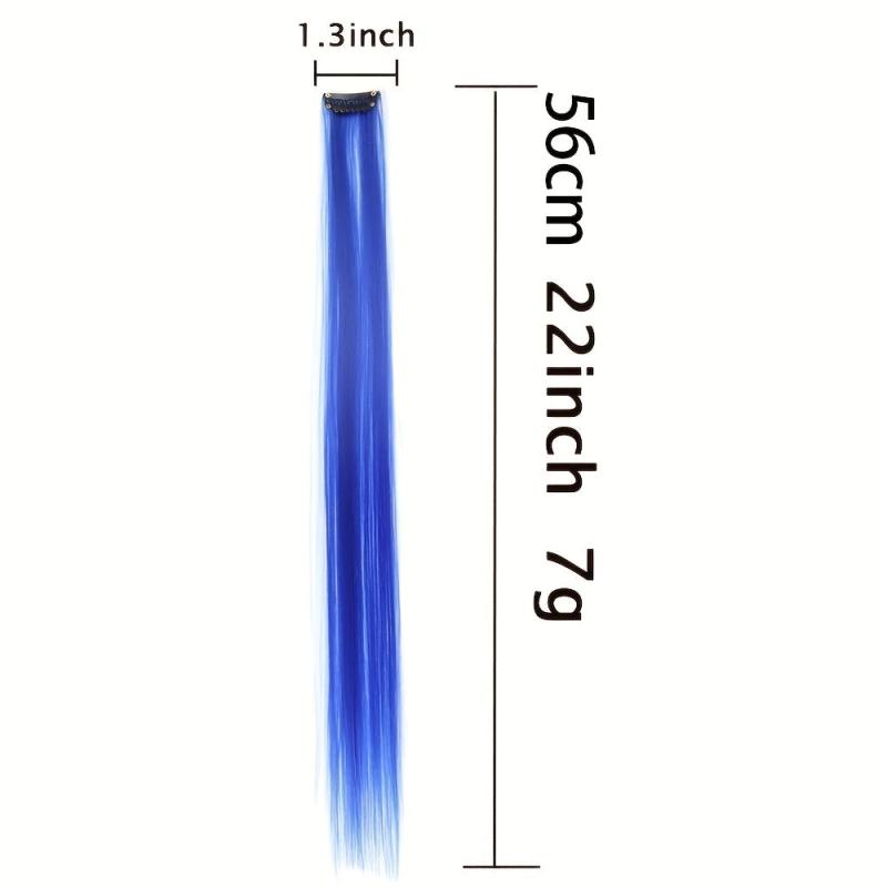 Rainbow Hair Extensions Clip In Synthetic Hair Pieces for Women Girls