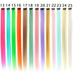 Rainbow Hair Extensions Clip In Synthetic Hair Pieces for Women Girls