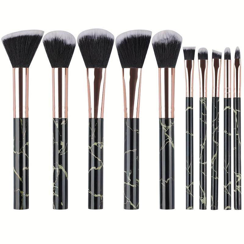 10pcs Marble Makeup Brush Set Soft Hair Foundation Eye Shadow Blush Brush