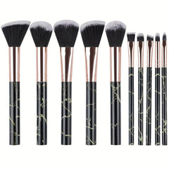 10pcs Marble Makeup Brush Set Soft Hair Foundation Eye Shadow Blush Brush