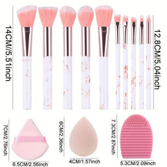 10pcs Marble Makeup Brush Set Soft Hair Foundation Eye Shadow Blush Brush