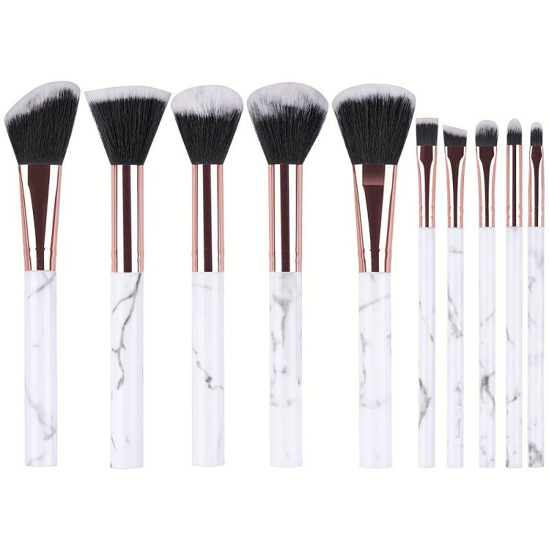10pcs Marble Makeup Brush Set Soft Hair Foundation Eye Shadow Blush Brush
