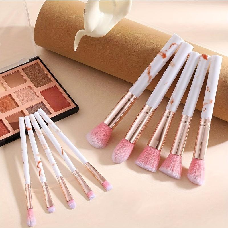 10pcs Marble Makeup Brush Set Soft Hair Foundation Eye Shadow Blush Brush
