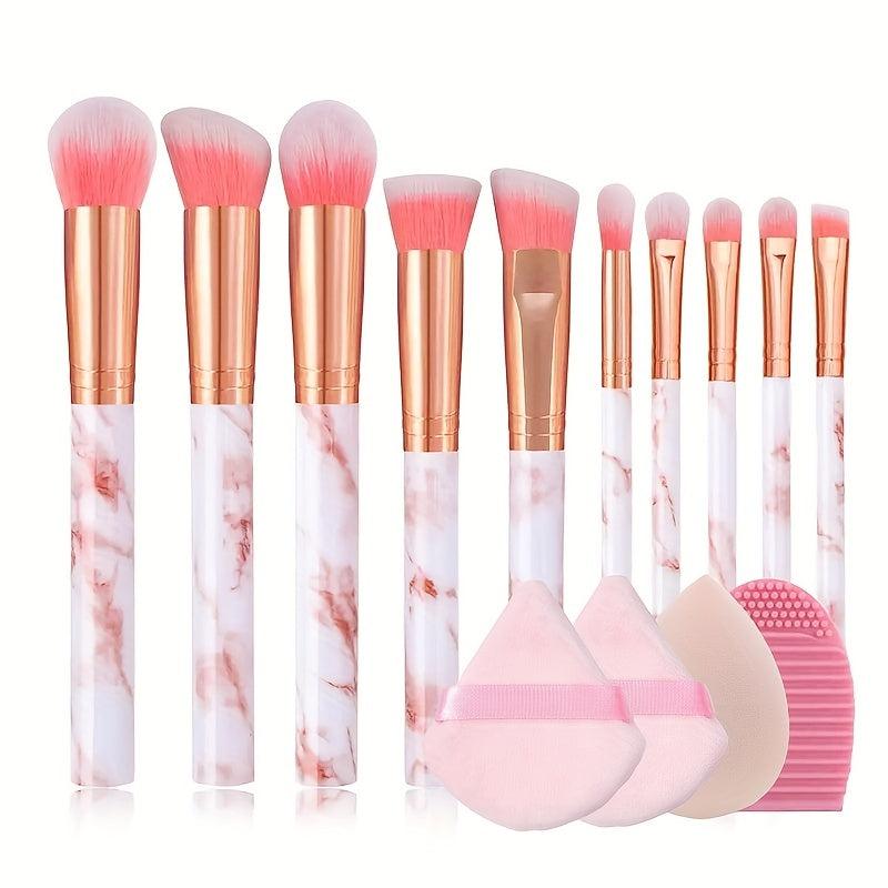 10pcs Marble Makeup Brush Set Soft Hair Foundation Eye Shadow Blush Brush