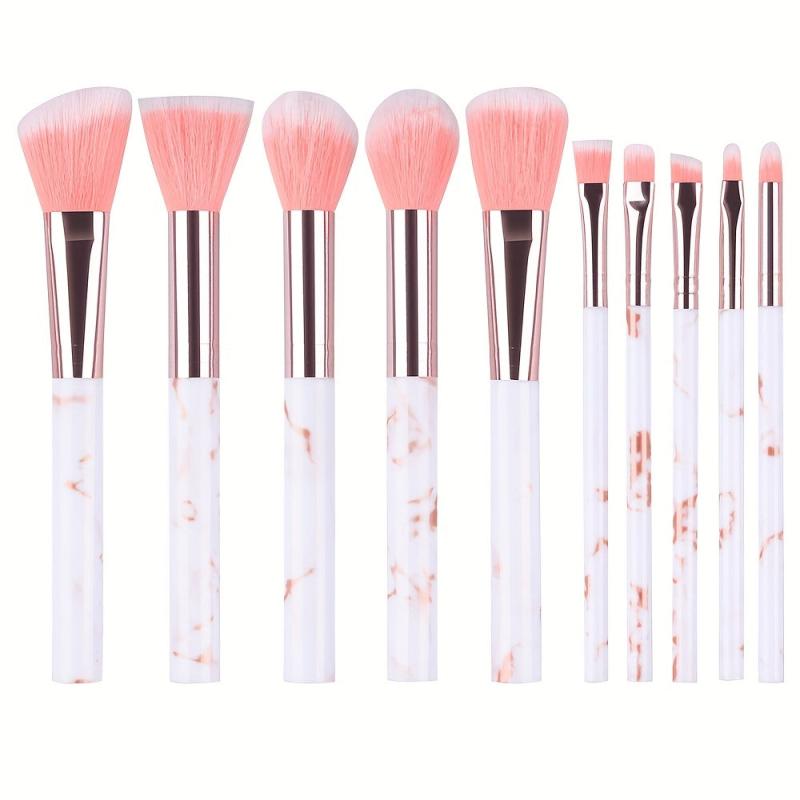 10pcs Marble Makeup Brush Set Soft Hair Foundation Eye Shadow Blush Brush