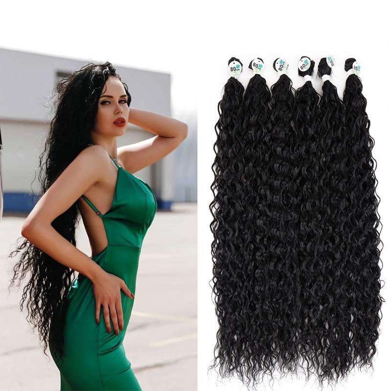 Afro Curly Synthetic Hair Bundles Water Wave Hair Extensions