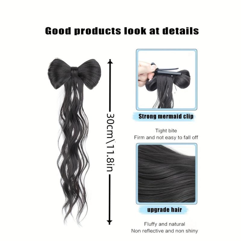 Bowknot Hair Bun Ponytail Hanfu Hair Bun Synthetic Clip In Hair Extensions